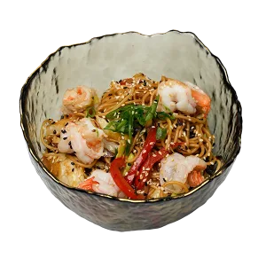 Пшенична локшина з креветками