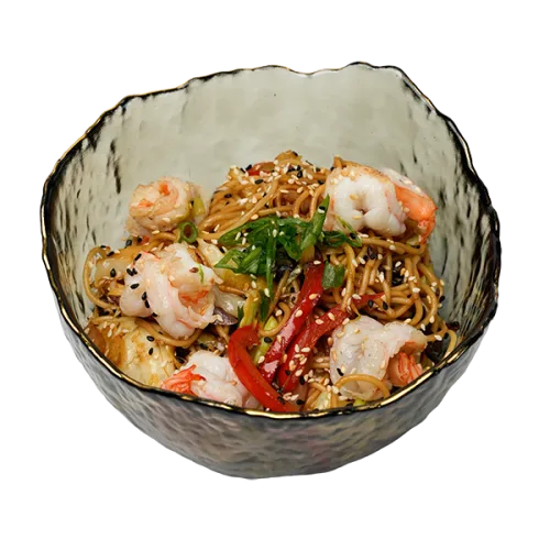 Пшенична локшина з креветками